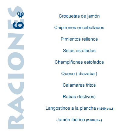 Café Bar Bilbao: Raciones