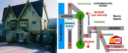 Fachada del Hotel y mapa de localizacion