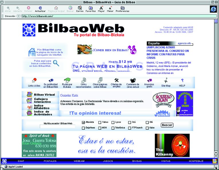 Captura de la portada en 1999