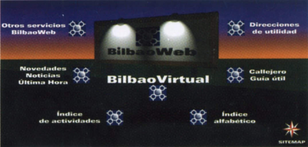 Primera carátula de BilbaoWeb: la valla nocturna iluminada